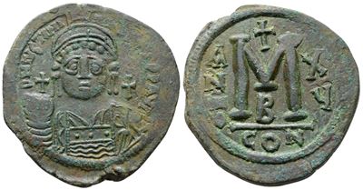 Justinian i (527-565). Æ 40 Nummi (39mm, 23.30g).