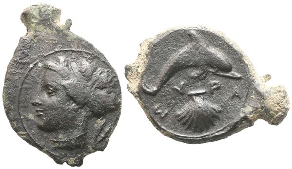 Sicily, Syracuse, Hemilitron, 415-406 BC; Æ (3,59 g; 21,6 mm; 9 h)