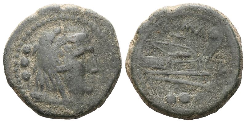 Anonymous, Quadrans, C. 206-195 Bc; Æ (7,96 G; 21 MM; 1 H)