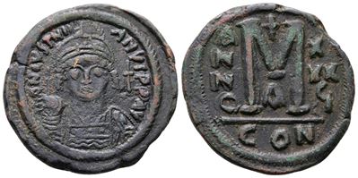 Justinian i (527-565). Æ 40 Nummi (32mm, 15.70g).