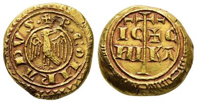 Italy, Sicily, Messina. Corrado i (1250-1254). Replica Of Av Multiplo di Tarì (17mm, 7.10g).