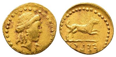 Etruria, Uncertain Mint, C. 300 Bc. Replica Of Av 5 Units (13mm, 1.15g).