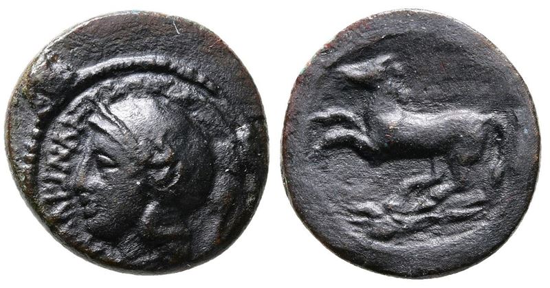 Sicily, Kamarina, C. 339-317 Bc. Æ (16mm, 2.94g).