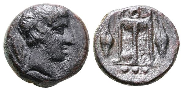 Sicily, Leontinoi, c. 405-402 BC. Æ Tetras - Trionkion (13mm, 2.05g).  - Auction Greek, Roman and Byzantine Coins	 - Bertolami Fine Art - Prague