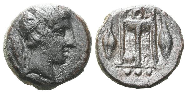 Sicily, Leontinoi, c. 405-402 BC. Æ Tetras - Trionkion (13mm, 2.05g).  - Auction Greek, Roman and Byzantine Coins	 - Bertolami Fine Art - Prague