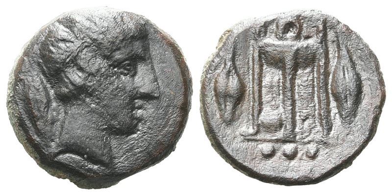 Sicily, Leontinoi, C. 405-402 Bc. Æ Tetras - Trionkion (13mm, 2.05g).