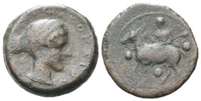 Sicily, Nakona, C. 420-400 Bc. Æ Tetras Or Trionkion (17mm, 3.97g).