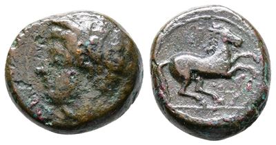 Sicily, Carthaginian Domain, C. 375-350 Bc. Æ (15mm, 4.53g).