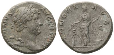 Hadrian (117-138), As, Rome, C. 134-138; Æ (10,93 G; 24,4 MM; 5 H)
