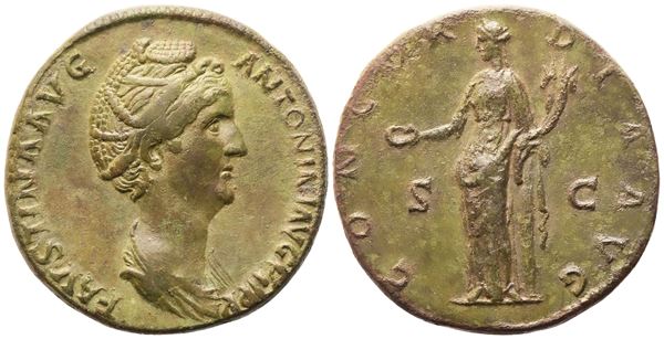 Faustina I Augusta, Sestertius, Rome, c. 139; Æ (26,28 g; 31,5 mm; 12 h)