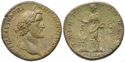 Antoninus Pius, Sesterzio (Æ) con dritto IMP T AEL CAES HADRI - ANTONINVS AVG PIVS, con testa nud...