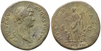 Hadrian (117–138), Sestertius di Roma, 128–129 d.C., Æ/dupondio? (26,98 g; 33,6 mm; asse 6 h), Hi...
