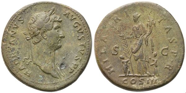 Hadrian (117-138), Sestertius, Rome, 128-129; Æ (26,98 g; 33,6 mm; 6 h)