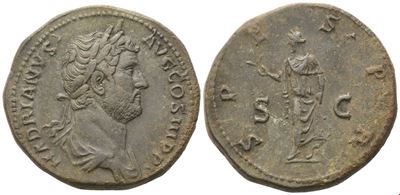 Hadrian, Sestertius di Roma (134–138), bronzo Æ