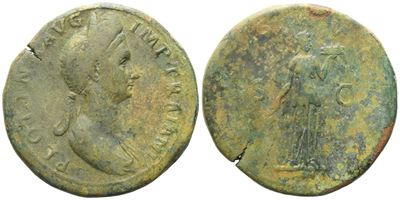 Plotina (105-123), Sestertius, Rome, 112-117; Æ (29,23 G; 33,6 MM; 6 H)