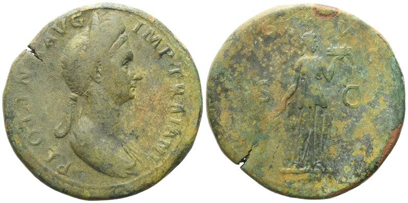 Plotina (105-123), Sestertius, Rome, 112-117; Æ (29,23 G; 33,6 MM; 6 H)