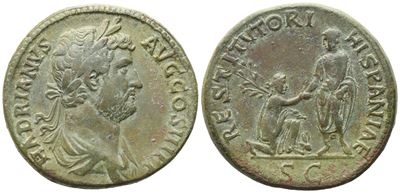 Hadrian, Sesterzio (Sestertius) romano, 130-133 d.C.