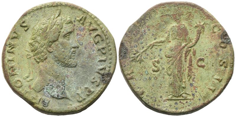 Antonino Pio, Sesterzio (Sestertius) di Roma, 139 d.C.