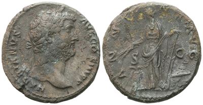 Hadrian, As, Roma, 134 (Æ e busto laureato; Annona)