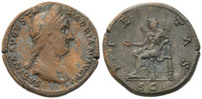 Sabina Augusta (128-136/7), Sestertius, Rome, 130-133; Æ (15,91 G; 27,1 MM; 6 H)