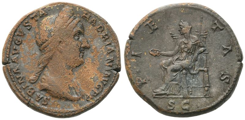 Sabina Augusta (128-136/7), Sestertius, Rome, 130-133; Æ (15,91 G; 27,1 MM; 6 H)