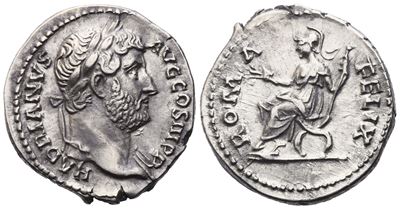 Hadrian (117–138), Denario, Roma, 134–138 d.C.