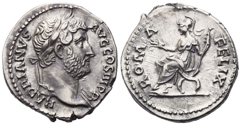 Hadrian (117–138), Denario, Roma, 134–138 d.C.