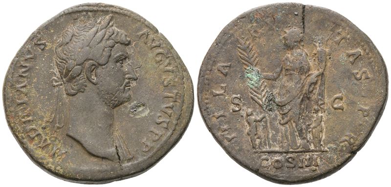 Hadrian (117-138), Sestertius, Rome, 128-129; Æ (26,76 G; 34,6 MM; 6 H)