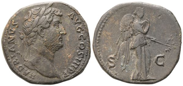 Hadrian (117-138) Sestertius, Rome, 136; Æ (23,46 g; 31,5 mm; 6 h)