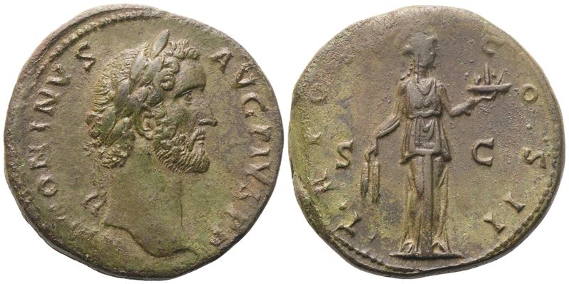 Antoninus Pius, Sestertius di Roma (c. 139 d.C.), bronzo (Æ)