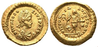 Theodosius II (402-450), Tremissis, Constantinopole, C. 430-440; Av (1,46 G; 13,7 MM; 12 H)