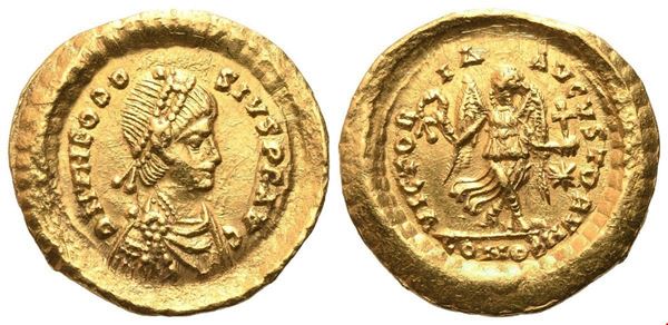 Theodosius II (402-450), Tremissis, Constantinopole, c. 430-440; AV (1,46 g; 13,7 mm; 12 h)