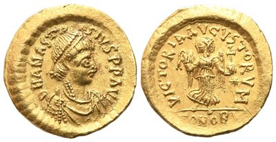 Anastasius I, Tremissis di Costantinopoli (492-518), AV