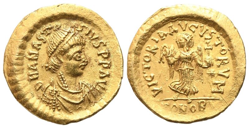 Anastasius I, Tremissis di Costantinopoli (492-518), AV