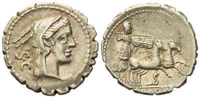 L. Procilius, Rome, 80 Bc. Ar Serrate Denarius (19mm, 4.00g).