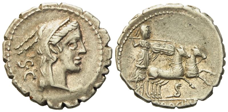 L. Procilius, Rome, 80 Bc. Ar Serrate Denarius (19mm, 4.00g).