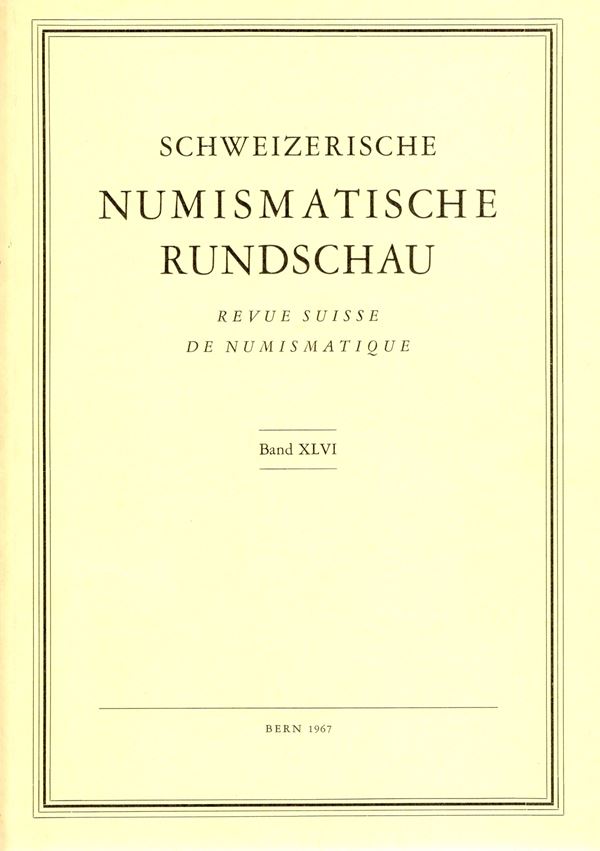 REVUE SUISSE DE NUMISMATIQUE. Band XLVI. Bern, 1967. Pp. 101. Tavv. VII. Sommaire: - Willi Schwabacher zum 70. Geburstag. Bibliographie 1925-1967 (U. Westermark). – JACK M .BALCER. Peparethos: The early coinage reconsidered. – THOMAS FISCHER. Bemerkungen