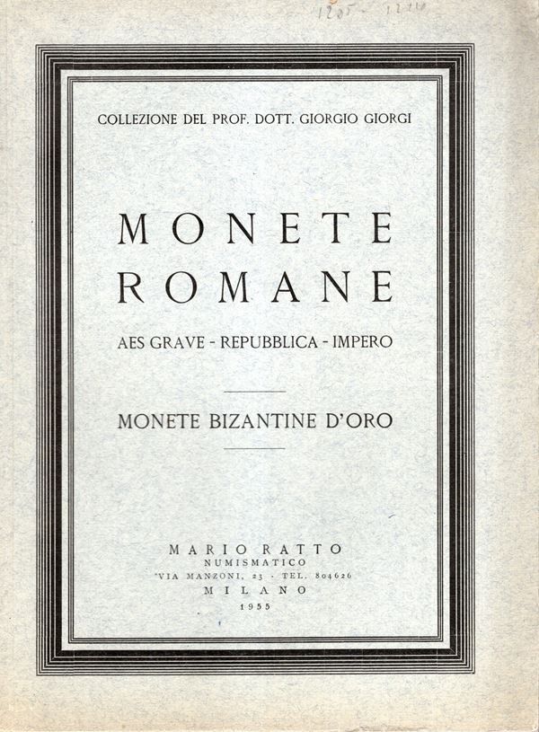 FLORANGE  J. – CIANI  L. -  Paris, 28 – Mai, 1924. Collection M. Georges Gallet. Monnaies grecques et romaines, Medailles Artistiques.  Pp. 70,  nn. 238,  tavv. 30. Legatura ed.  interno buono stato,lista prezzi Aggiudicazione.  raro e importante.  Spring