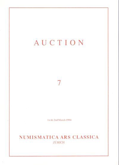 Numismatica Ars Classica Ag. Auction 7. Zurich, 1-2 - March, 1994. Etruscan, Greek & Roman Coins....