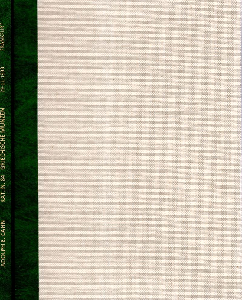 Cahn E. Adolph - Katalog, 84. Frankfurt Am Main, 29 - November, 1933. Griechische Munzen. Pp 31, ...