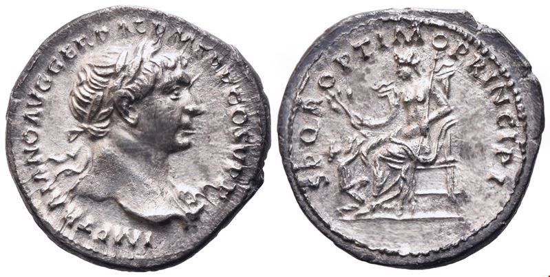 Traiano, Denario imperiale, Roma, 103–111 d.C., AR