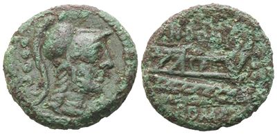 Cn. Domitius Calvinus, Triens, Rome, 128 Bc; Æ (4,21 G; 18,3 MM; 2 H)