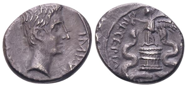 Octavian, Quinarius, Uncertain mint in Italy (Brundisium or Rome), 29-27 BC; AR (1,56g; 13,3 mm)