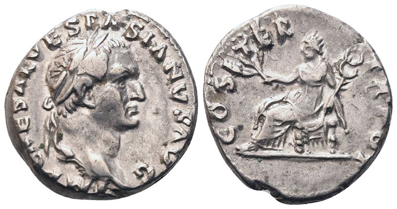 Vespasian (69–79), Denario romano, Roma, 70 d.C.