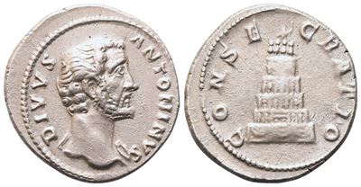 Anonimo romano, Divus Antoninus Pius, Denario coniato a Roma sotto Marco Aurelio e Lucio Vero (16...