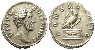 Divus Antoninus Pius, Denarius Struck Under Marcus Aurelius, Rome, After Ad 161; Ar (g 3,25; MM 1...