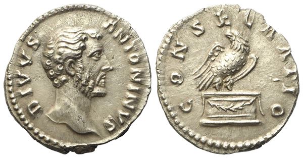 Divus Antoninus Pius, Denarius struck under Marcus Aurelius, Rome, after AD 161; AR (g 3,25; mm 18,4)