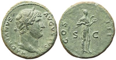 Imperatore Adriano (117–138), As con testa laureata, Roma 126–127; Æ (11,60 g; 27 mm; 5 h)