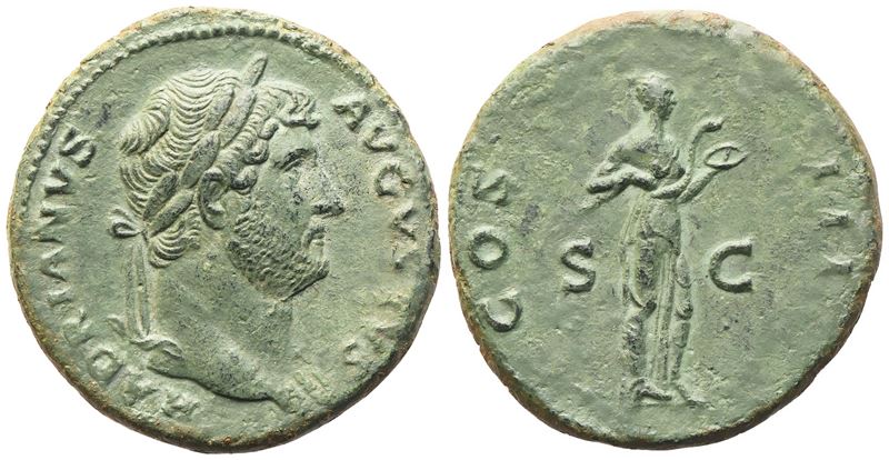 Imperatore Adriano (117–138), As con testa laureata, Roma 126–127; Æ (11,60 g; 27 mm; 5 h)
