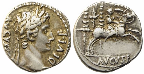 Augustus (27 BC-14 AD), Denarius, Lugdunum, 9-8 BC; AR (g 3,87; mm 18)